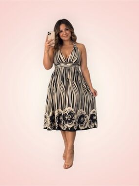 Alice + olivia halter silk tropical print dress sz xs